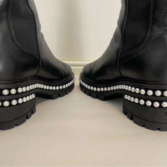 Stuart Weitzman Soho Pearl Chelsea Leather Boots Size 10 Black NWOT‎ - Picture 9 of 12